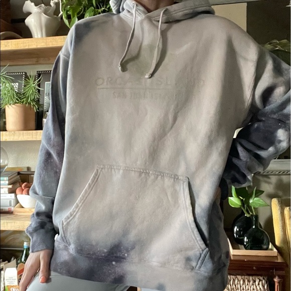 Hand dyed bleached Orcas Island San Juan islands oversized hoodie sweatshirt - Picture 9 of 15